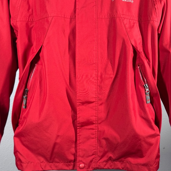 Eddie Bauer WeatherEdge Wind/Rain Zippered Red Jacket w/Snap Close Storm Flap - Picture 12 of 16